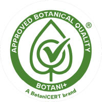 Botani+ label, a BotaniCERT brand. Approved botanical quality.